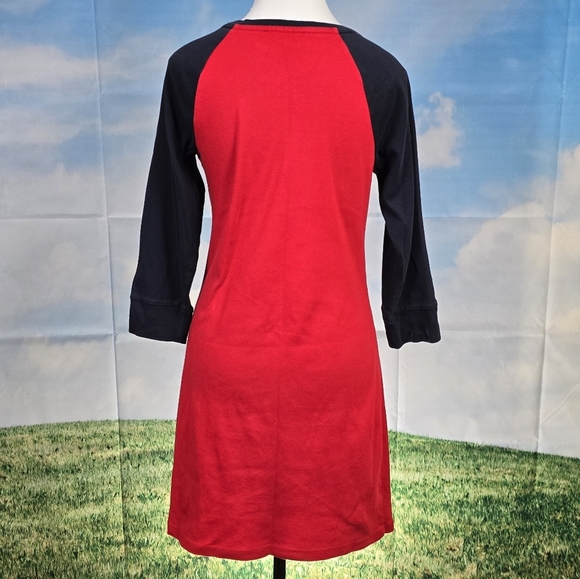 TOMMY HILFIGER | 100% COTTON CREW NECK QUARTER SLEEVE CASUAL SHIRT DRESS - Picture 6 of 16